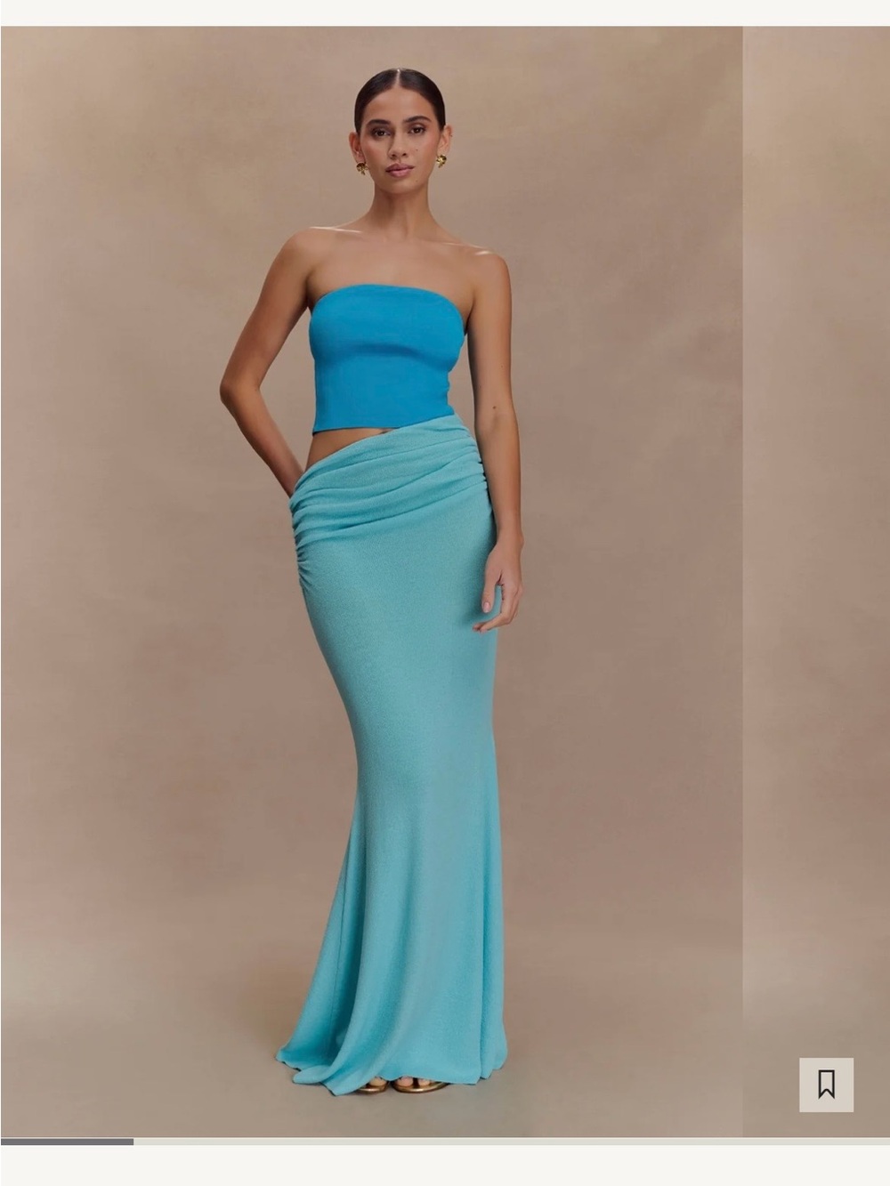 Meshki Jaisel Strapless Knit Maxi Dress - Cyan Blue